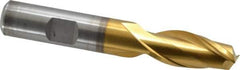Cleveland - 1/2", 1" LOC, 1/2" Shank Diam, 3-1/4" OAL, 2 Flute, High Speed Steel Square End Mill - Single End, TiN Finish, Spiral Flute, 30° Helix, Centercutting, Right Hand Cut, Right Hand Flute, Series HG-2 - Exact Tool & Supply