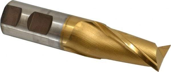 Cleveland - 1", 1-5/8" LOC, 1" Shank Diam, 4-1/2" OAL, 2 Flute, High Speed Steel Square End Mill - Single End, TiN Finish, Spiral Flute, 30° Helix, Centercutting, Right Hand Cut, Right Hand Flute, Series HG-2 - Exact Tool & Supply