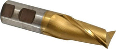 Cleveland - 1", 1-5/8" LOC, 1" Shank Diam, 4-1/2" OAL, 2 Flute, High Speed Steel Square End Mill - Single End, TiN Finish, Spiral Flute, 30° Helix, Centercutting, Right Hand Cut, Right Hand Flute, Series HG-2 - Exact Tool & Supply