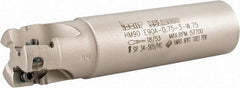 Iscar - 3/4" Cut Diam, 0.394" Max Depth of Cut, 3/4" Shank Diam, 3.38" OAL, Indexable Square Shoulder End Mill - AP..1003.., HM90 AP..1003.. Inserts, Weldon Shank, 90° Lead Angle, Series Heli2000 - Exact Tool & Supply