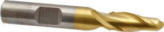Cleveland - 5/16" Diam, 3/4" LOC, 2 Flute High Speed Steel Ball End Mill - TiN Finish, Single End, 2-1/2" OAL, 3/8" Shank Diam, Spiral Flute - Exact Tool & Supply