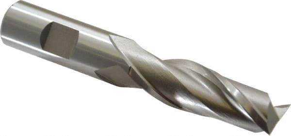Cleveland - 3/4", 2-1/4" LOC, 3/4" Shank Diam, 5-1/4" OAL, 2 Flute, High Speed Steel Square End Mill - Single End, Uncoated, Spiral Flute, 30° Helix, Centercutting, Right Hand Cut, Right Hand Flute, Series HG-2 - Exact Tool & Supply