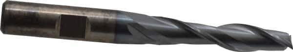 Cleveland - 5/16", 1-3/8" LOC, 3/8" Shank Diam, 3-1/8" OAL, 2 Flute, High Speed Steel Square End Mill - Single End, TiCN Finish, Spiral Flute, 30° Helix, Centercutting, Right Hand Cut, Right Hand Flute, Series HG-2 - Exact Tool & Supply