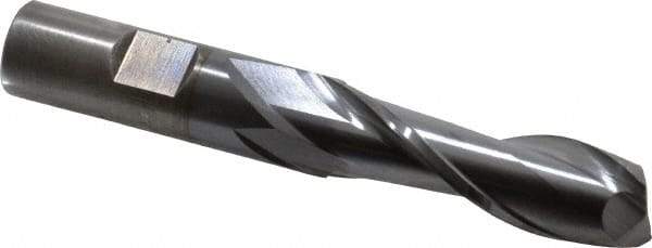 Cleveland - 5/8", 2" LOC, 5/8" Shank Diam, 4-1/8" OAL, 2 Flute, High Speed Steel Square End Mill - Single End, TiCN Finish, Spiral Flute, 30° Helix, Centercutting, Right Hand Cut, Right Hand Flute, Series HG-2 - Exact Tool & Supply