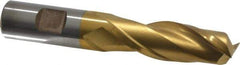 Cleveland - 3/4", 2-1/4" LOC, 3/4" Shank Diam, 5-1/4" OAL, 2 Flute, High Speed Steel Square End Mill - Single End, TiN Finish, Spiral Flute, 30° Helix, Centercutting, Right Hand Cut, Right Hand Flute, Series HG-2 - Exact Tool & Supply