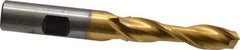Cleveland - 13/32", 1-3/4" LOC, 1/2" Shank Diam, 3-1/4" OAL, 2 Flute, High Speed Steel Square End Mill - Single End, TiN Finish, Spiral Flute, 30° Helix, Centercutting, Right Hand Cut, Right Hand Flute, Series HG-2 - Exact Tool & Supply