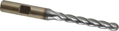 Cleveland - 1/4" Diam, 1-3/4" LOC, 4 Flute High Speed Steel Ball End Mill - TiCN Finish, Single End, 3-9/16" OAL, 3/8" Shank Diam, Spiral Flute - Exact Tool & Supply