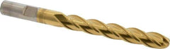 Cleveland - 3/8" Diam, 2-1/2" LOC, 4 Flute High Speed Steel Ball End Mill - TiN Finish, Single End, 4-1/4" OAL, 3/8" Shank Diam, Spiral Flute - Exact Tool & Supply