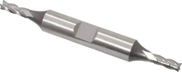 Cleveland - 5/32", 0.438" LOC, 3/8" Shank Diam, 3-1/8" OAL, 4 Flute, High Speed Steel Square End Mill - Double End, Uncoated, Spiral Flute, 30° Helix, Centercutting, Right Hand Cut, Right Hand Flute, Series HD-4C - Exact Tool & Supply