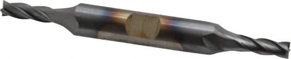 Cleveland - 3/16", 1/2" LOC, 3/8" Shank Diam, 3-1/4" OAL, 4 Flute, High Speed Steel Square End Mill - Double End, TiCN Finish, Spiral Flute, 30° Helix, Centercutting, Right Hand Cut, Right Hand Flute, Series HD-4C - Exact Tool & Supply