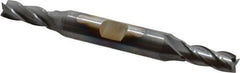 Cleveland - 17/64", 11/16" LOC, 3/8" Shank Diam, 3-3/8" OAL, 4 Flute, High Speed Steel Square End Mill - Double End, TiCN Finish, Spiral Flute, 30° Helix, Centercutting, Right Hand Cut, Right Hand Flute, Series HD-4C - Exact Tool & Supply