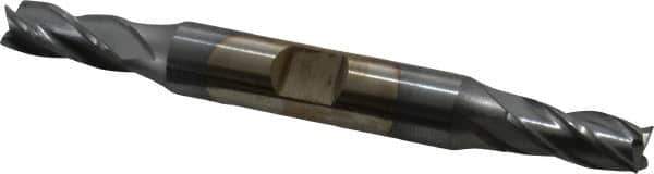 Cleveland - 9/32", 11/16" LOC, 3/8" Shank Diam, 3-3/8" OAL, 4 Flute, High Speed Steel Square End Mill - Double End, TiCN Finish, Spiral Flute, 30° Helix, Centercutting, Right Hand Cut, Right Hand Flute, Series HD-4C - Exact Tool & Supply