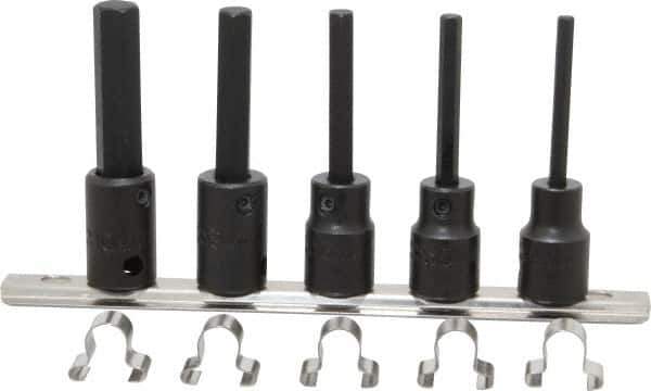 Proto - 5 Piece 3/8" Drive Metric Impact Hex Bit Socket Set - 4 to 10mm Hex - Exact Tool & Supply