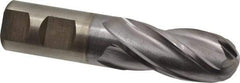 Cleveland - 1" Diam, 2" LOC, 4 Flute High Speed Steel Ball End Mill - TiCN Finish, Single End, 4-1/2" OAL, 1" Shank Diam, Spiral Flute - Exact Tool & Supply