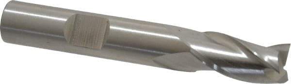 Cleveland - 3/8", 3/4" LOC, 3/8" Shank Diam, 2-1/2" OAL, 3 Flute, High Speed Steel Square End Mill - Single End, Uncoated, Spiral Flute, 30° Helix, Centercutting, Right Hand Cut, Right Hand Flute, Series HG-3 - Exact Tool & Supply