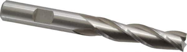 Cleveland - 3/8", 1-1/2" LOC, 3/8" Shank Diam, 3-1/4" OAL, 3 Flute, High Speed Steel Square End Mill - Single End, Uncoated, Spiral Flute, 30° Helix, Centercutting, Right Hand Cut, Right Hand Flute, Series HG-3 - Exact Tool & Supply