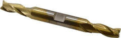 Cleveland - 5/16", 3/4" LOC, 3/8" Shank Diam, 3-1/2" OAL, 3 Flute, High Speed Steel Square End Mill - Double End, TiN Finish, Spiral Flute, 30° Helix, Centercutting, Right Hand Cut, Right Hand Flute, Series HD-3 - Exact Tool & Supply