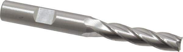 Cleveland - 5/16", 1-3/8" LOC, 3/8" Shank Diam, 3-1/8" OAL, 4 Flute, High Speed Steel Square End Mill - Single End, Uncoated, Spiral Flute, 30° Helix, Centercutting, Right Hand Cut, Right Hand Flute, Series HG-4C - Exact Tool & Supply