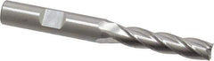 Cleveland - 5/16", 1-3/8" LOC, 3/8" Shank Diam, 3-1/8" OAL, 4 Flute, High Speed Steel Square End Mill - Single End, Uncoated, Spiral Flute, 30° Helix, Centercutting, Right Hand Cut, Right Hand Flute, Series HG-4C - Exact Tool & Supply