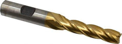 Cleveland - 13/32", 1-3/4" LOC, 1/2" Shank Diam, 3-3/4" OAL, 4 Flute, High Speed Steel Square End Mill - Single End, TiN Finish, Spiral Flute, 30° Helix, Centercutting, Right Hand Cut, Right Hand Flute, Series HG-4C - Exact Tool & Supply