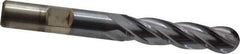 Cleveland - 3/8" Diam, 3/4" LOC, 4 Flute High Speed Steel Ball End Mill - TiCN Finish, Single End, 2-1/2" OAL, 3/8" Shank Diam, Spiral Flute - Exact Tool & Supply