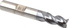 Cleveland - 3/8", 3/4" LOC, 3/8" Shank Diam, 2-1/2" OAL, 3 Flute, Powdered Metal Square End Mill - Single End, TiCN Finish, Spiral Flute, 42° Helix, Centercutting, Right Hand Cut, Right Hand Flute, Series PM-539R - Exact Tool & Supply