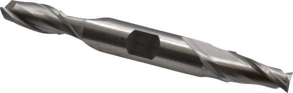 Cleveland - 13/32", 13/16" LOC, 1/2" Shank Diam, 4-1/8" OAL, 2 Flute, Cobalt Square End Mill - Double End, Uncoated, Spiral Flute, 30° Helix, Centercutting, Right Hand Cut, Right Hand Flute, Series HDC-2 - Exact Tool & Supply