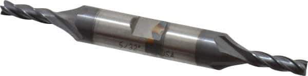 Cleveland - 5/32", 7/16" LOC, 3/8" Shank Diam, 3-1/8" OAL, 4 Flute, Cobalt Square End Mill - Double End, TiCN Finish, Spiral Flute, 30° Helix, Centercutting, Right Hand Cut, Right Hand Flute, Series HDC-4C - Exact Tool & Supply