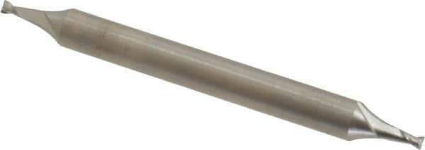 Cleveland - 1/16", 3/32" LOC, 3/16" Shank Diam, 2" OAL, 2 Flute, Cobalt Square End Mill - Double End, Uncoated, Spiral Flute, 30° Helix, Centercutting, Right Hand Cut, Right Hand Flute, Series HMDC-2 - Exact Tool & Supply