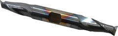 Cleveland - 7/16", 13/16" LOC, 1/2" Shank Diam, 4-1/8" OAL, 2 Flute, Cobalt Square End Mill - Double End, TiCN Finish, Spiral Flute, 30° Helix, Centercutting, Right Hand Cut, Right Hand Flute, Series HDC-2 - Exact Tool & Supply