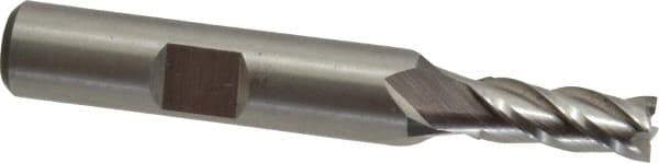 Cleveland - 1/4", 5/8" LOC, 3/8" Shank Diam, 2-7/16" OAL, 4 Flute, Powdered Metal Square End Mill - Single End, Uncoated, Spiral Flute, 37° Helix, Centercutting, Right Hand Cut, Right Hand Flute, Series PM-4 - Exact Tool & Supply