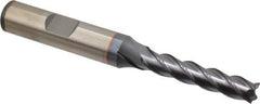 Cleveland - 1/4", 1-1/4" LOC, 3/8" Shank Diam, 3-1/16" OAL, 4 Flute, Powdered Metal Square End Mill - Single End, TiCN Finish, Spiral Flute, 37° Helix, Centercutting, Right Hand Cut, Right Hand Flute, Series PM-4 - Exact Tool & Supply