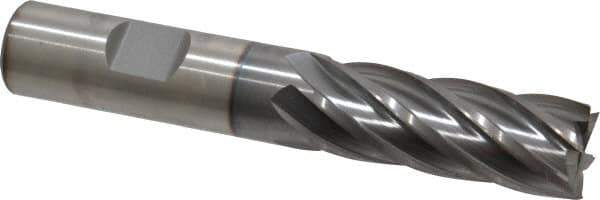 Cleveland - 5/8", 1-5/8" LOC, 5/8" Shank Diam, 3-1/4" OAL, 6 Flute, Cobalt Square End Mill - Single End, TiCN Finish, Spiral Flute, 30° Helix, Centercutting, Right Hand Cut, Right Hand Flute, Series HGC-4C - Exact Tool & Supply
