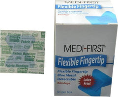 Medique - Fingertip Bandage Self-Adhesive Bandage - Blue, Woven Fabric Bandage, Metal Detectable - Exact Tool & Supply