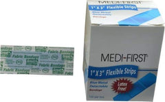 Medique - 3" Long x 1" Wide, General Purpose Self-Adhesive Bandage - Blue, Woven Fabric Bandage, Metal Detectable; Latex Free - Exact Tool & Supply