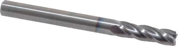 OSG - 3/16", 5/8" LOC, 3/16" Shank Diam, 2" OAL, 4 Flute, Solid Carbide Square End Mill - Single End, TiCN Finish, Spiral Flute, 30° Helix, Centercutting, Right Hand Cut, Right Hand Flute, Series 404 - Exact Tool & Supply