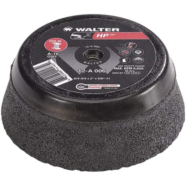 WALTER Surface Technologies - 6" Diam, Surface Grinding Wheel - Aluminum Oxide/Silicon Carbide Blend, Type 11, 6,800 Max RPM, Resinoid Bond - Exact Tool & Supply