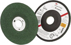 3M - 36 Grit, 4-1/2" Wheel Diam, 1/8" Wheel Thickness, 7/8" Arbor Hole, Type 27 Depressed Center Wheel - Ceramic - Exact Tool & Supply