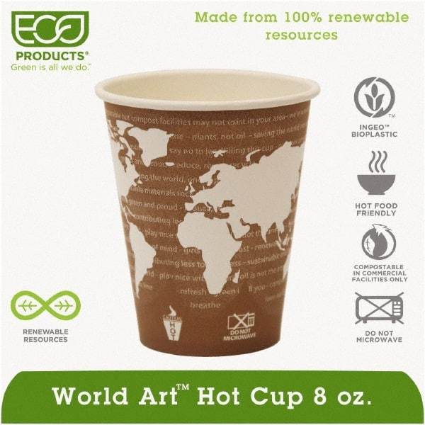 ECO PRODUCTS - World Art Renewable Compostable Hot Cups, 8 oz, 50/PK, 20 PK/CT - Plum - Exact Tool & Supply