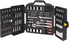 Stanley - 170 Piece 1/4, 3/8 & 1/2" Drive Standard Deep Socket Set - Inch/Metric Measurement Standard - Exact Tool & Supply