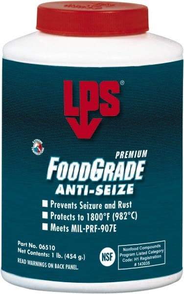 LPS - 1 Lb Brush Top Food Grade Anti-Seize Lubricant - Metal Free, -1,800°F, Opaque Off-White, Food Grade - Exact Tool & Supply
