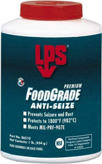 LPS - 1 Lb Brush Top Food Grade Anti-Seize Lubricant - Metal Free, -1,800°F, Opaque Off-White, Food Grade - Exact Tool & Supply