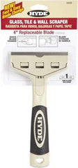 Hyde Tools - Stiff Carbon Steel 1-Edge Scraper - 4" Blade Width x 4" Blade Length, Plastic Handle - Exact Tool & Supply