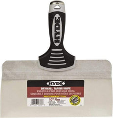 Hyde Tools - 10" Wide Spring Blade Stainless Steel Taping Knife - Flexible, Soft Grip Plastic Overmold Handle, 10-1/2" OAL - Exact Tool & Supply