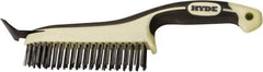 Hyde Tools - 20 Rows x 4 Columns Steel Scratch Brush - 6" Brush Length, 12-3/4" OAL, 1-1/8" Trim Length, Plastic with Rubber Overmold Ergonomic Handle - Exact Tool & Supply