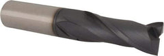 Accupro - 3/4", 2" LOC, 3/4" Shank Diam, 4-1/2" OAL, 2 Flute, Solid Carbide Square End Mill - Single End, TiAlN Finish, Spiral Flute, 30° Helix, Centercutting, Right Hand Cut, Right Hand Flute - Exact Tool & Supply