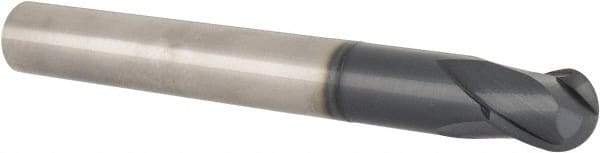 Accupro - 3/4" Diam, 3/4" LOC, 2 Flute Solid Carbide Ball End Mill - TiAlN Finish, Single End, 6-1/4" OAL, 3/4" Shank Diam, Spiral Flute - Exact Tool & Supply