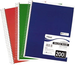 Mead - 200 Sheet, 8-1/2 x 11", College Ruled Spiral Bound Notebook - Assorted Colors - Exact Tool & Supply