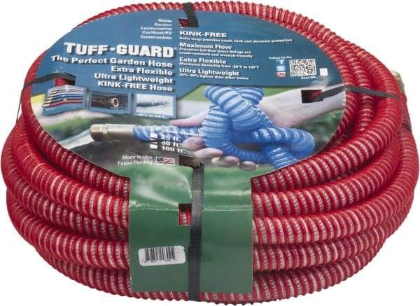 JGB Enterprises - 50' Long Garden Hose - 5/8" Diam, 5/8" GHT, Polypropylene, 100 psi, Hot Water Compatible, All Season, Red - Exact Tool & Supply