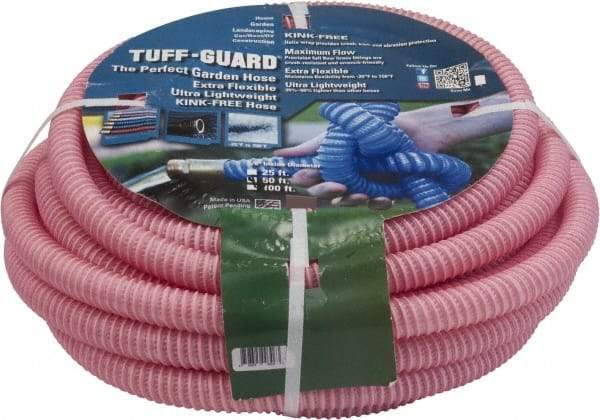 JGB Enterprises - 50' Long Garden Hose - 5/8" Diam, 5/8" GHT, Polypropylene, 100 psi, Hot Water Compatible, All Season, Pink - Exact Tool & Supply